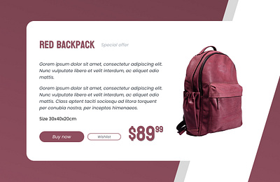 Special offer / Daily UI Challenge backpack special offer