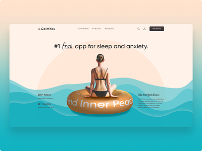 Meditation App Landing Page 3d app blue graphic design illustration interface landing logo meditation photoshop psychology relax ui ux website