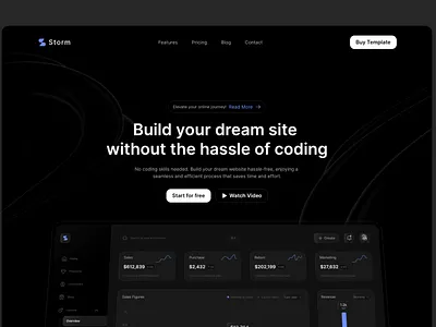 Storm ✧ SaaS & Startup Framer Template agency clean dark darkmode dashboard design figma framer landing landing page motion saas simple startup template ui ux web design web3 website