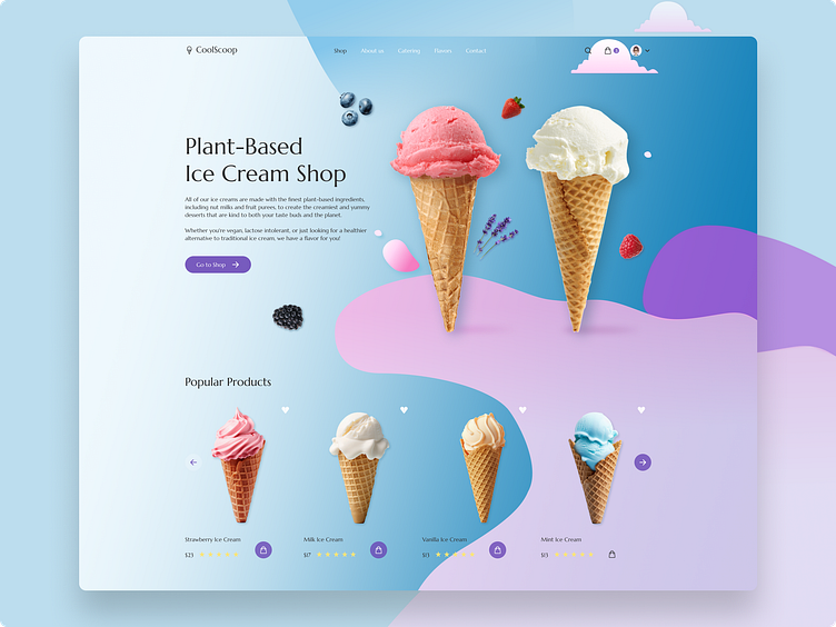 Ice cream shop site by Vera Mardovina on Dribbble