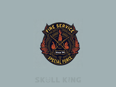 Fire Service Badge army badge badgedesign classic crest emblem fire fire service fire service badge fire service logo flame flame logo illustration illustrator military badge patch police badge retro texture typography vintage