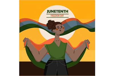 Hand Drawn Juneteenth Celebration american celebration day federal festival flag freedom holiday illustration independence juneteenth vector