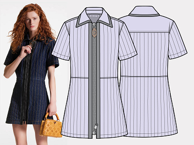 Louis Vuitton Pinstripe Denim Zip-Up Dress