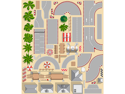 Set of elements of the race track. above play