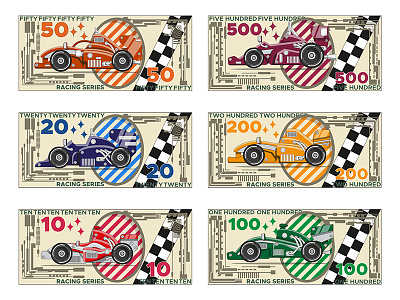 Set of play money. currency payment vehicle