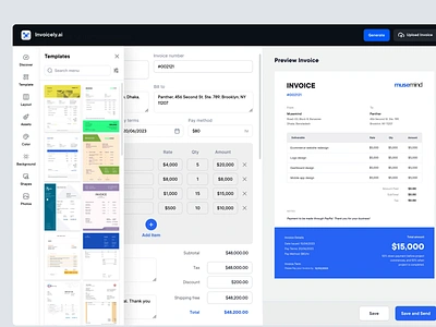 Invoicely.ai - Create Invoicing & Billing ai ai tools bill receipt billing system crm dashboard data visualization enterprise software invoice automation invoice design invoice generator invoice management invoice template invoice tracking invoicing invoicing app online invoice open ai saas subscription billing web software