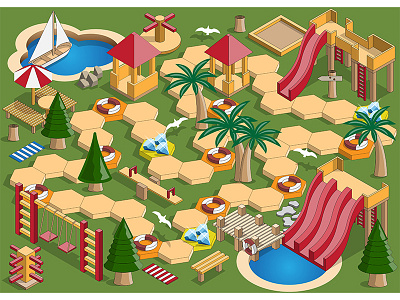 Playground. board pond sailboat