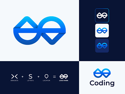 Logo Design, Location logo, Lettre S + coding brackets brackets brand identity branding code coding brackets coding logo compile consulting creative logo developer development futuristic letter logo letter s logo logo logo design modern logo programmer software technology