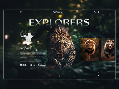Nature Project Landing Page 3d ai branding dark theme explore graphic design interface leopard midjourney motion graphics nat geo national geographic natural nature ui ux website
