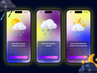 Real Time Weather Forecast - Mobile App app design ui uiuxdesign ux visual design weather app