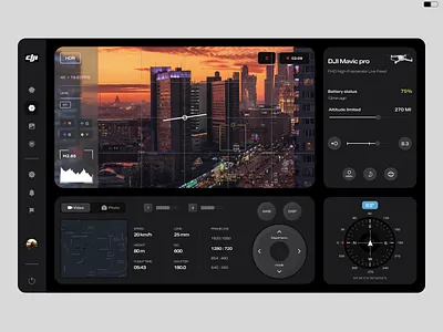 DJI Mavic Pro interface concept #016 dark mode drone interface drone ui ui desgin ux desgin