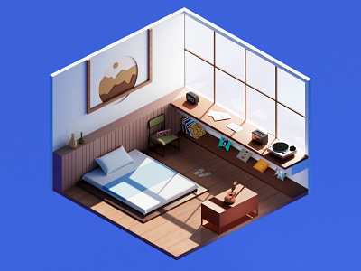 3D Room — Morning 3d 3droom bed cinema4d marshall morning rozov vinyl visualisation window wnbl