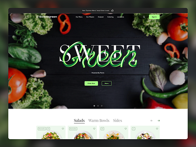 Sweet Green Redesign 3d ai app design eco graphic design illustration interface midjourney redesign sweet green typography ui ux vegan vegetarian website