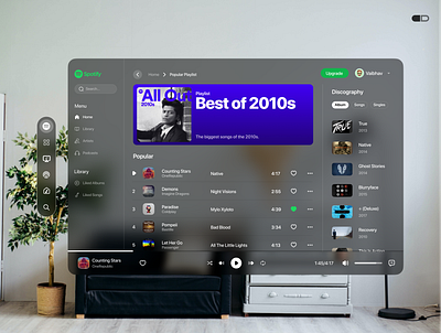 Vision Pro Spotify Design apple branding design graphic design spotify ui vision pro