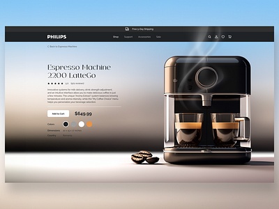 Philips Redesign 3d ai app beans coffee coffee machine design discord espresso machine gradient graphic design interface midjourney nespresso philips redesign typography ui ux website
