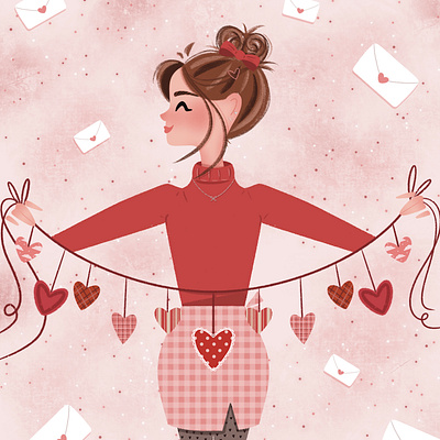 Paper Hearts art branding cute design graphic design ill illustration pink