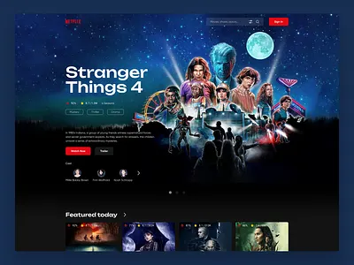 Netflix Redesign Landing Page 3d ai app chat gpt3 dark mode dark theme design graphic design interface midjourney movie netflix redesign trend ui ux website