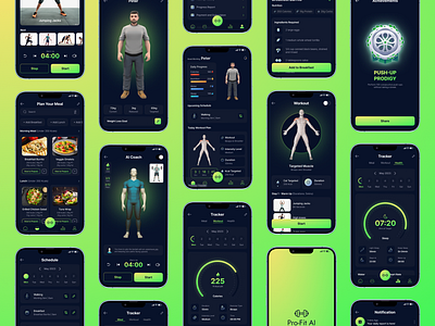 Pro-Fit AI Fitness App app design graphic designer illustration product designer ui uiux design