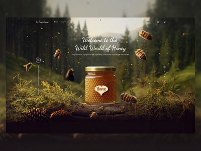 Honey House Shop Landing Page 3d ai app bees dark theme design e commerce graphic design honey illustration interface midjourney photoshop trend ui ux website