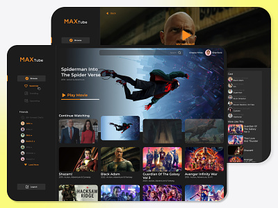 MaxTube Online Movie Streaming graphic design movie streaming app online movie streaming ui ux visual design web design