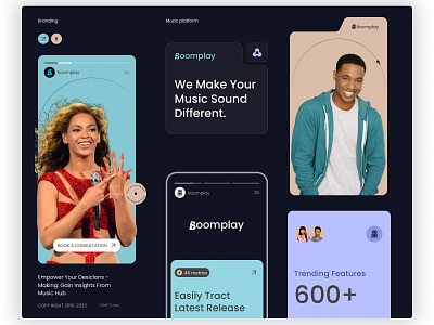 Boomplay web page app branding design illustration typography ui ux