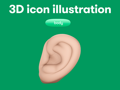 Body Parts 3D icon - ear 3d 3d icon 3d illustration 3d object body ear