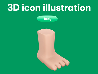 Body Parts 3D icon - foot 3d 3d icon 3d illustration 3d object body foot