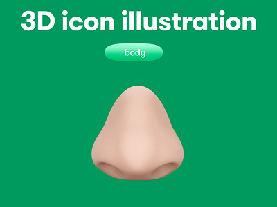 Body Parts 3D icon - nose 3d 3d icon 3d illustration 3d object body nose
