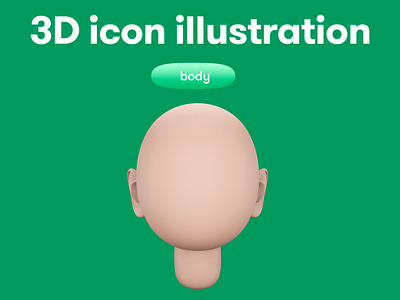 Body Parts 3D icon - head 3d 3d icon 3d illustration 3d object body head