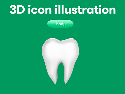 Body Parts 3D icon - tooth 3d 3d icon 3d illustration 3d object body tooth