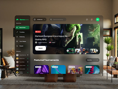 Game Streaming App - Spatial UI Concept (Apple Vision Pro) apple vision os apple vision pro best design design game interaction design spatial ui ui userexperiencedesign userinterfacedesign ux