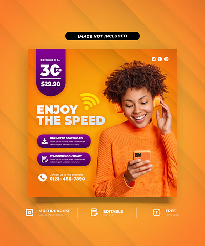 5G Internet Promotion Plan Social Media Template Download tech campaign tech industry