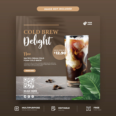 Cool Brews and Icy Delights Coffee Menu Social Media Template menu graphics