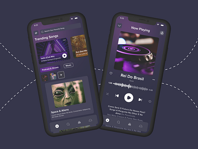 EchoCast app darktheme design discovernewsound endlessjourney melodies music music player podcast podcast player songs spotify spotifyredesign stories ui