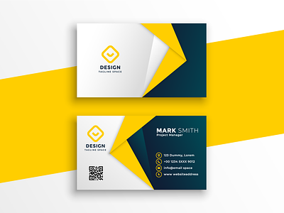 Yellow Business Card Design blue and yellow branding business business card card design company card graphics social media card yellow yellow card
