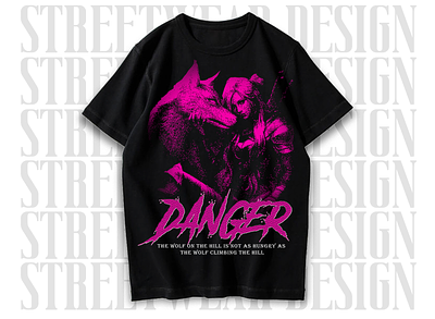 Dangerous Girl & Wolf Streetwear T-shirt Design skull streetwear streetwear t shirt