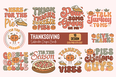 Thanksgiving Sublimation Designs Bundle 3d animation app branding design graphic design illustration logo ui vector