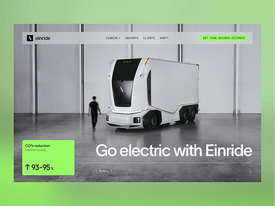 einride Electric Shipping Hero Header Concept charging clean design electric electric vehicle future green hero header minimal modern shipping typography ui ui design ux ux design vehicle web web design website