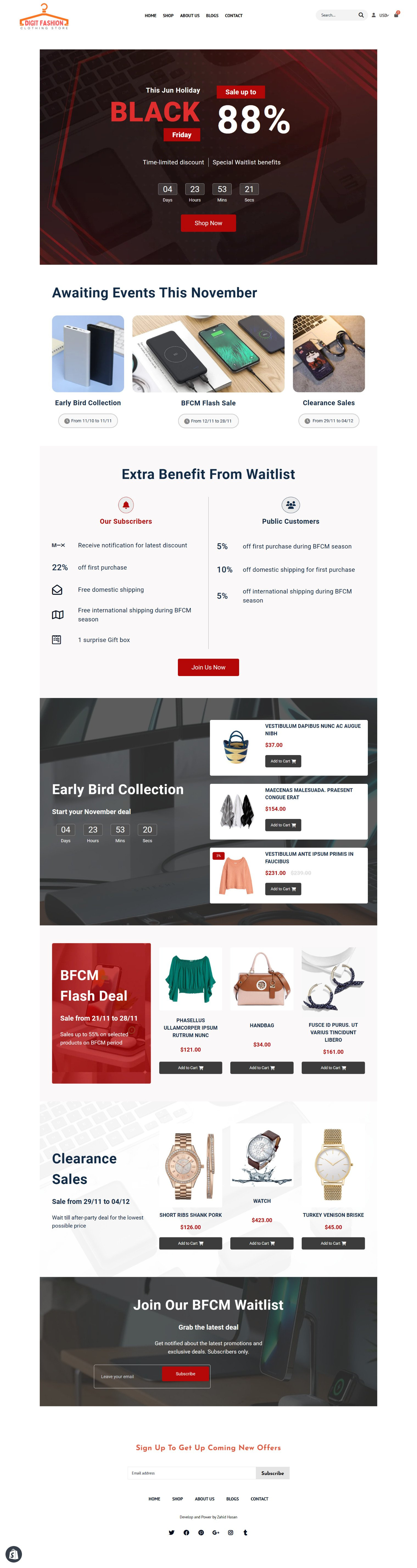 Shopify Black Friday Sale Developed Landing Page by Zahid Evaan black friday sales landing page pagefly landing page sales page shopify