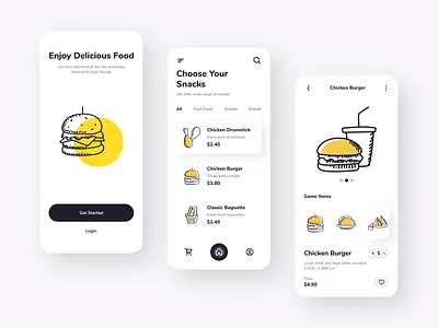 Food Delivery Mobile App - Order Snacks Fast delivery fast food food food delivery mobile application ui ux