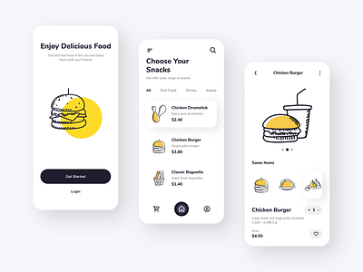 Food Delivery Mobile App - Order Snacks Fast delivery fast food food food delivery mobile application ui ux