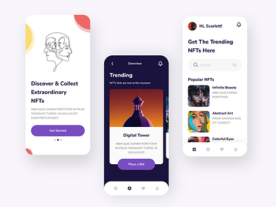 NFT Trading Mobile App application design mobile app nft ui ux