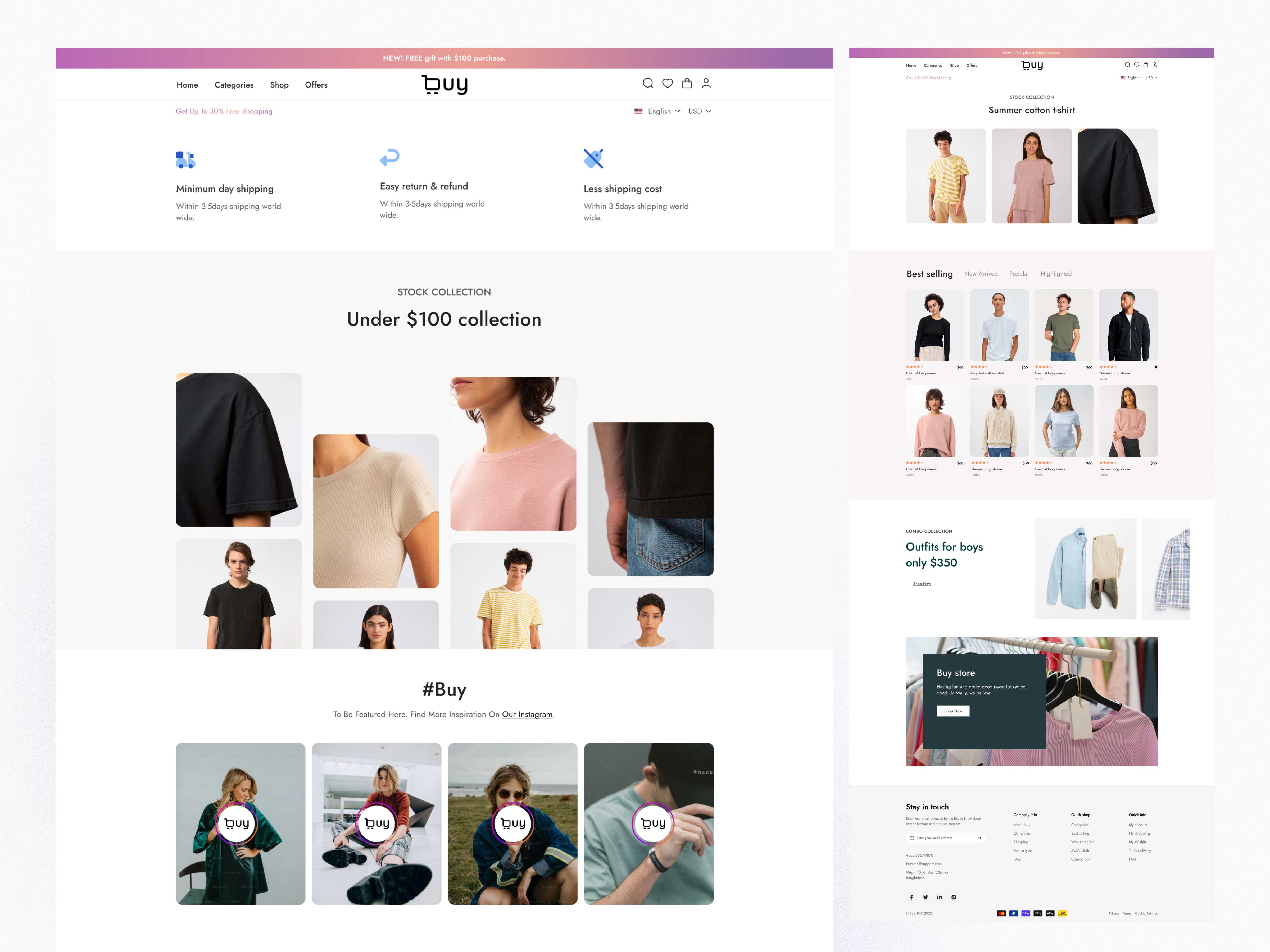 Clothing store website clothing design shop store ui web