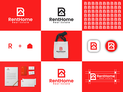 RentHome Logo | Real Estate Logo | R+Home logo concept brand identity branding building business design home identity illustration letter logo logo design mark minimalist logo modern logo real estate real estate company real estate logo renthome rhome logo symbol