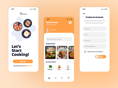 Cooking Application UI Design application cooking ui