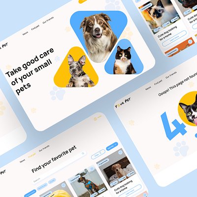 Website to find your new friend “Your Pet” animals design figma logo pet ui website