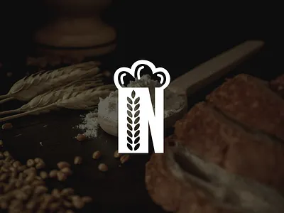 INTER NAN MARK 3d bakery bakery ingredients bakery logo bakery products black branding chef design flour graphic design illustration lettermark logo minimal motion graphics simple ui vector wheat