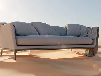 Sofa in a desert 3d animation branding motion graphics product animation