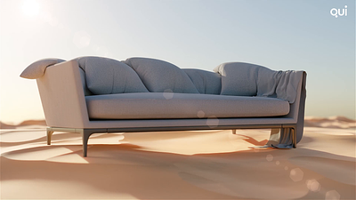 Sofa in a desert 3d animation branding motion graphics product animation