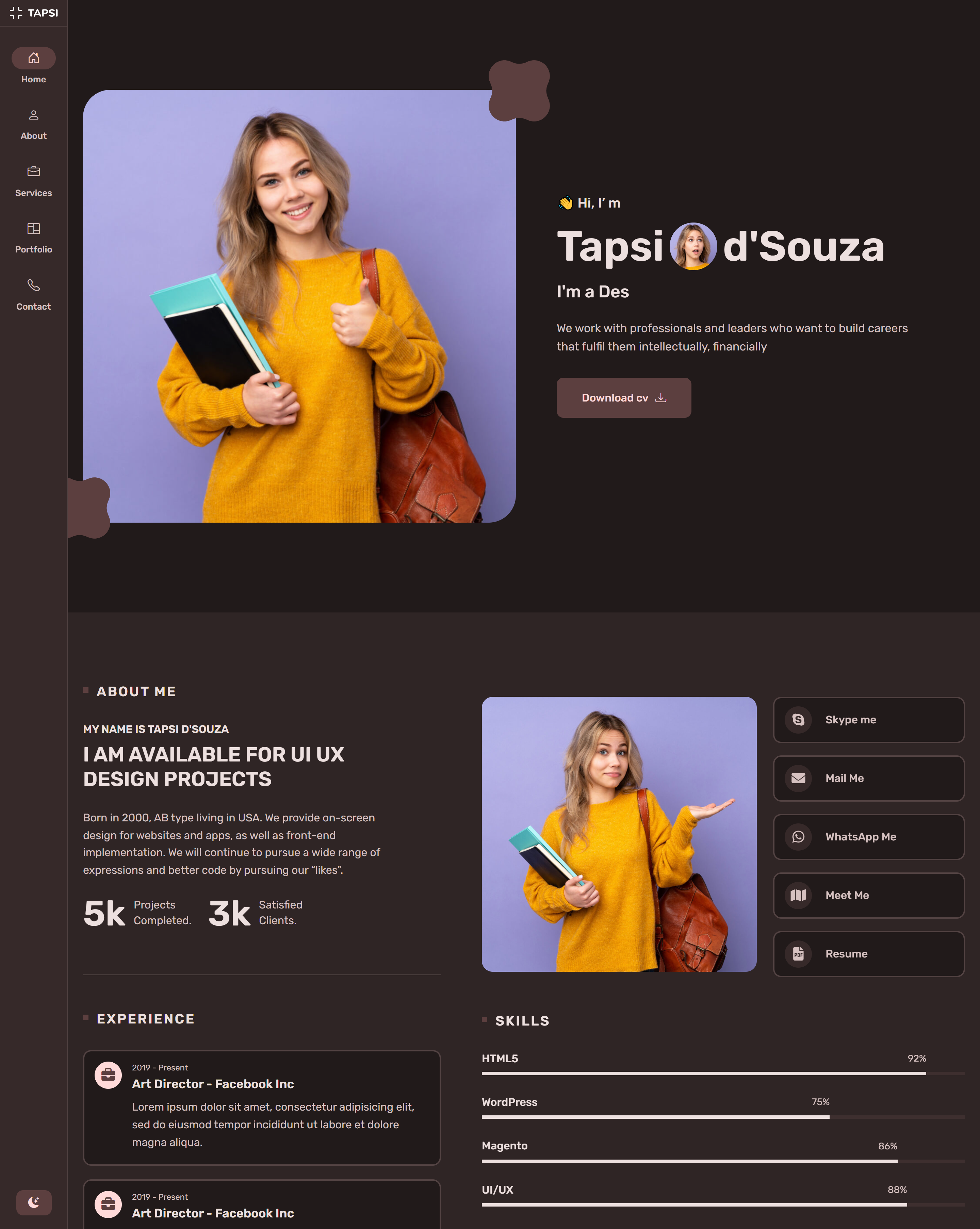 Tapsi – Bootstrap 5 Personal Portfolio bootstrap branding design graphic design illustration logo template theme ui vector